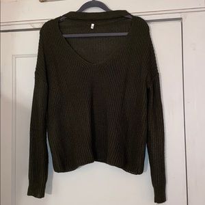 Green Cut out Sweater - M